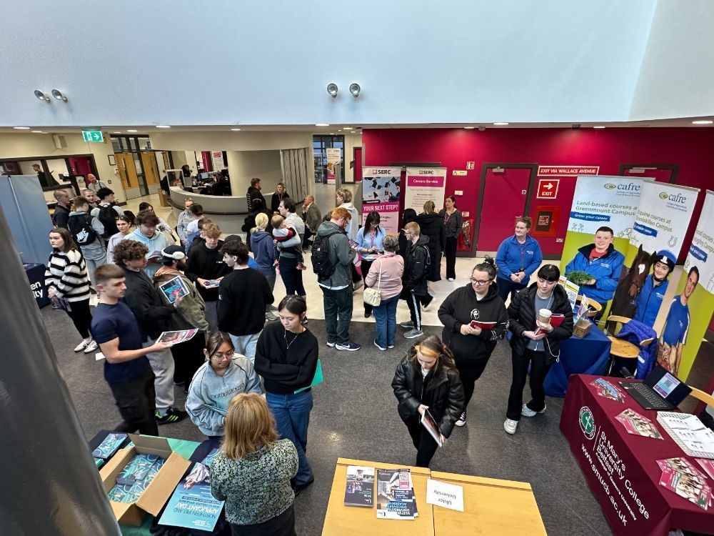 Image showing students at the Higher Education Fair in Lisburn in 2024.
